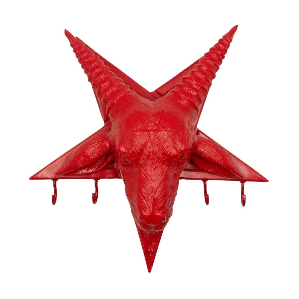 Red Goat Head Baphomet Wall Key holding hanger NWT